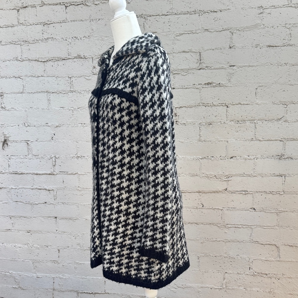 VINTAGE Carducci Long Houndstooth Cardigan Size M - Picture 2 of 8